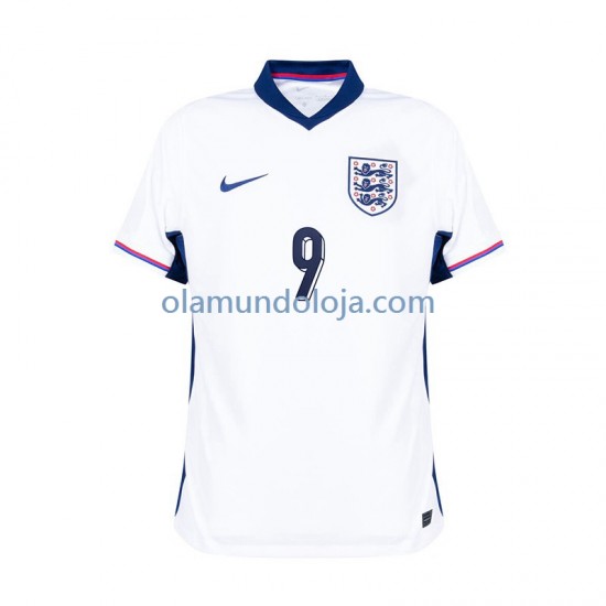 Camisola Inglaterra Harry Kane 9 Homem Equipamento Primeiro Euro 2024 Manga Curta